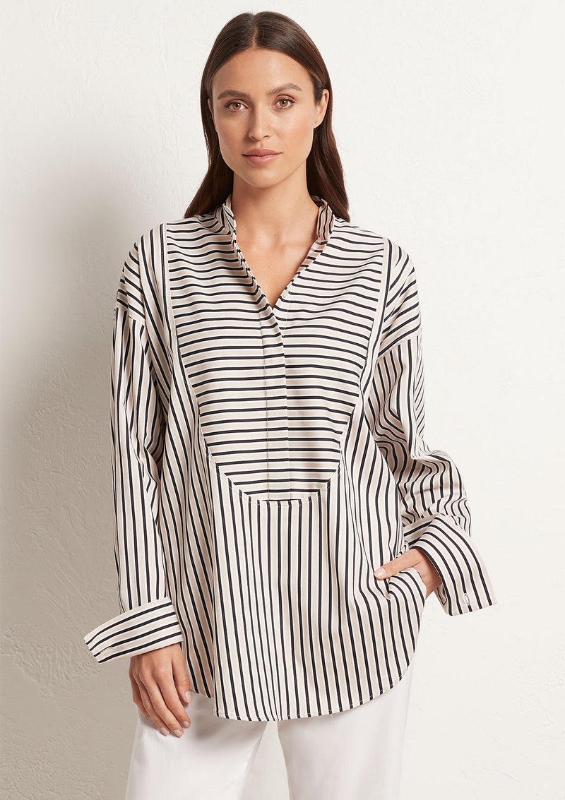 Mela Purdie Tri Stripe Popilene Relaxed Yoke Shirt