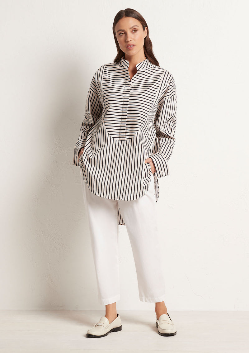 Mela Purdie Tri Stripe Popilene Relaxed Yoke Shirt
