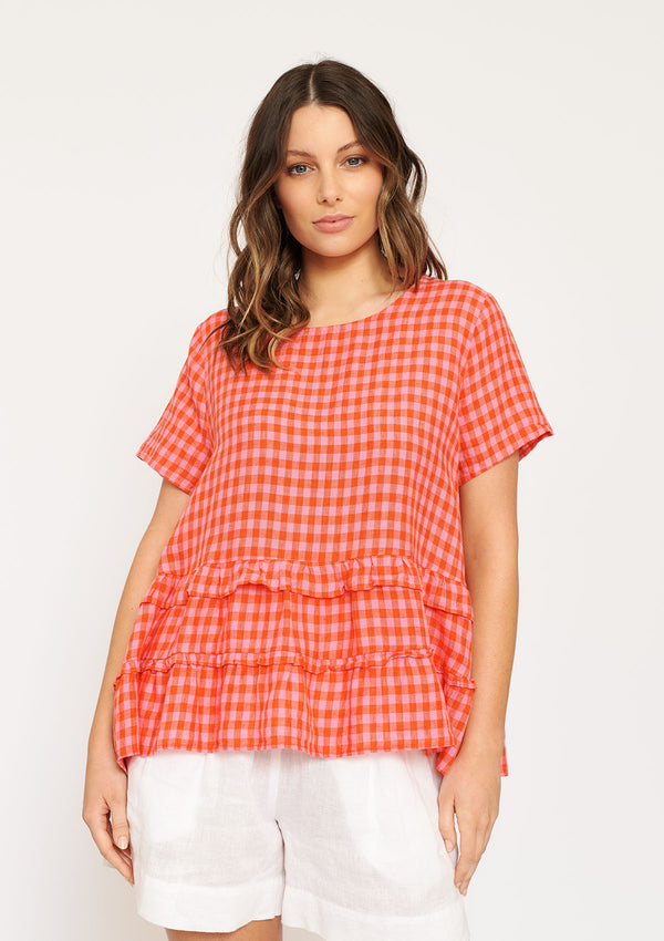 Alessandra Gingham Toffee Tee