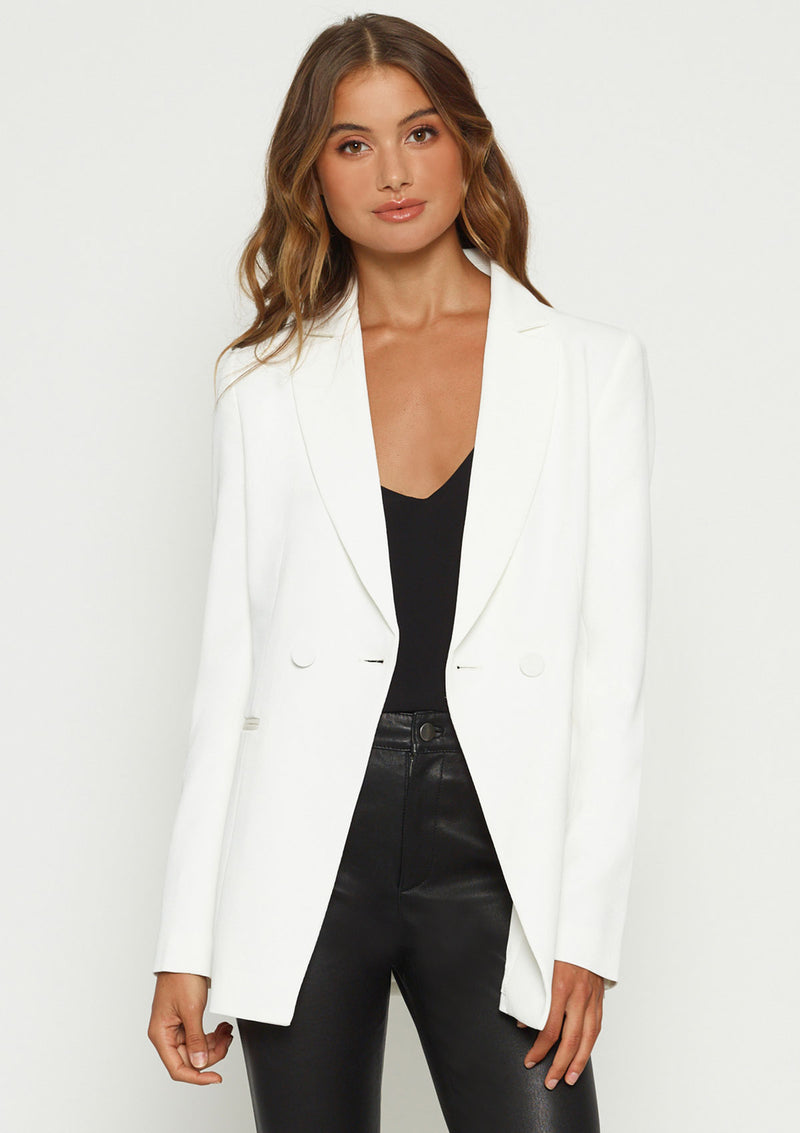 Luxe Deluxe Day to Night Longline Jacket w Self Covered Buttons