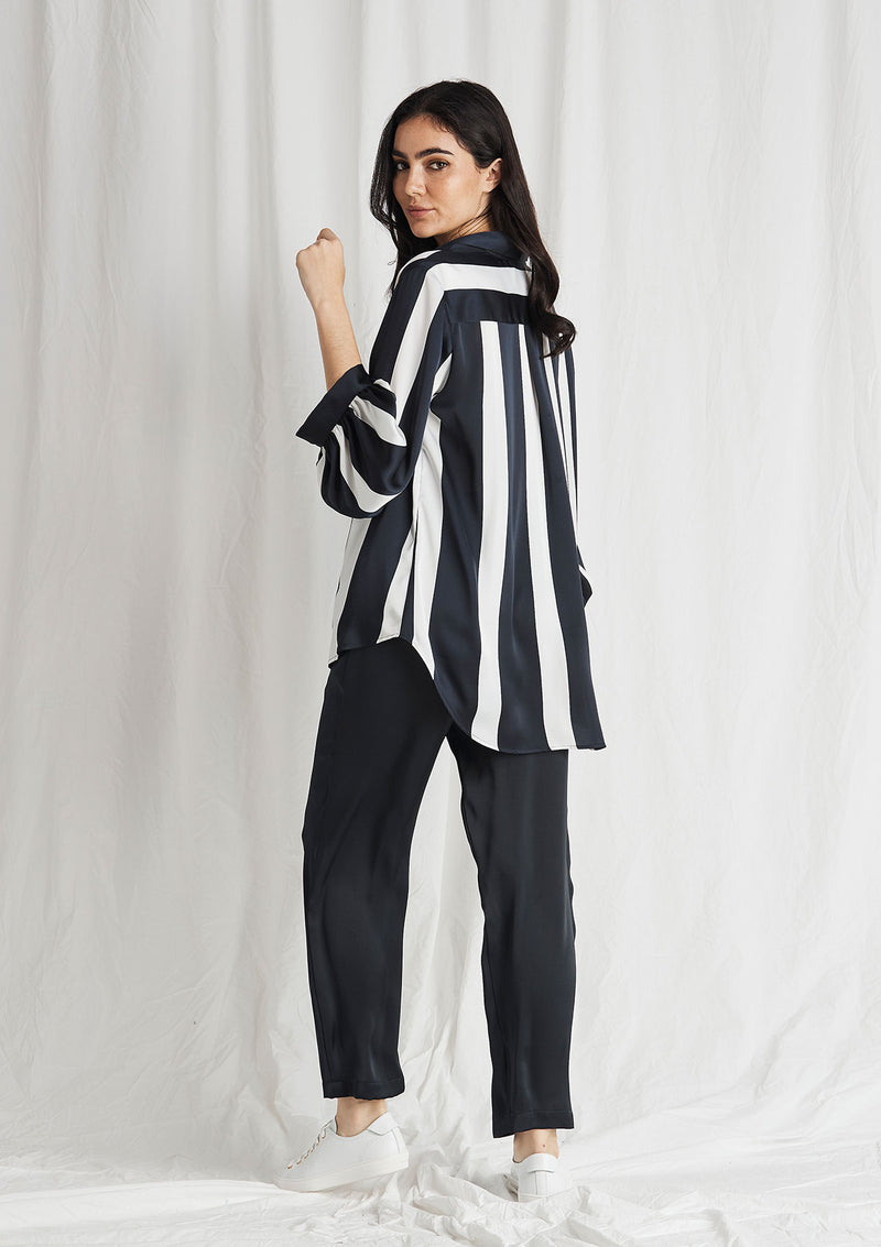 Mela Purdie Domino Stripe Satin Soft Verandah Blouse