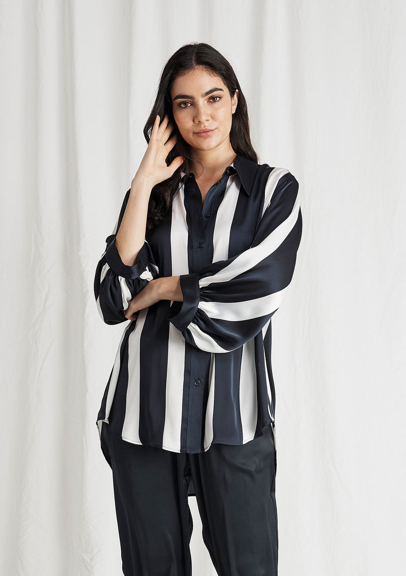 Mela Purdie Domino Stripe Satin Soft Verandah Blouse