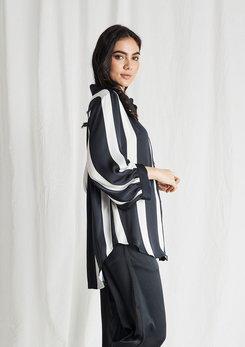 Mela Purdie Domino Stripe Satin Soft Verandah Blouse