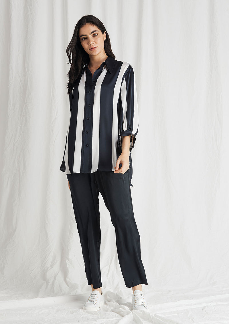 Mela Purdie Domino Stripe Satin Soft Verandah Blouse