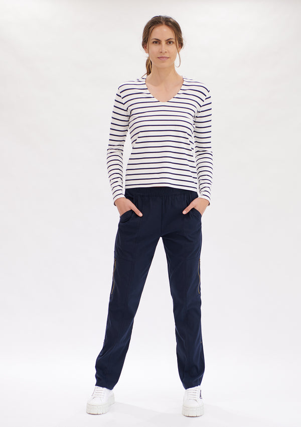 Mela Purdie Artisan Stripe V Neck Top