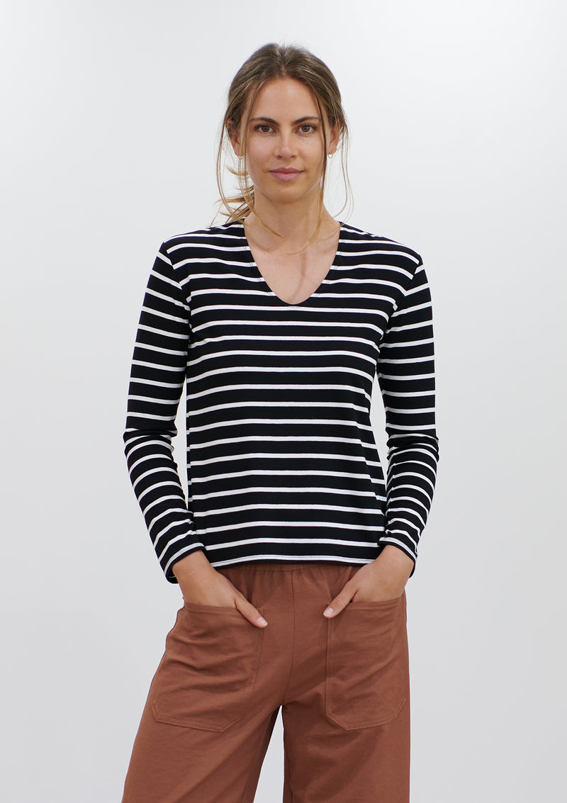 Mela Purdie Block Stripe V Neck Top