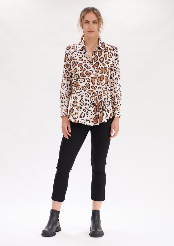 Mela Purdie Cognac Animal Print Soft Shirt