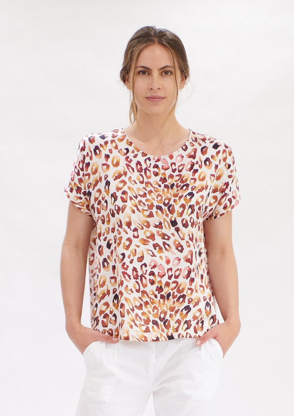 Mela Purdie Quartz Animal Print Cap Shell Top