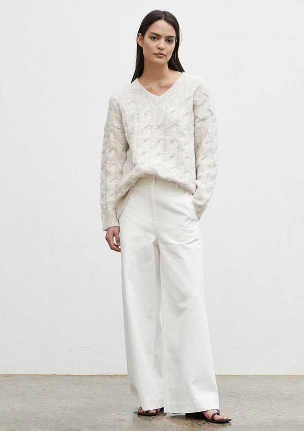 FRIEND of AUDREY Kara Cable Knit Melange V-Neck Knit