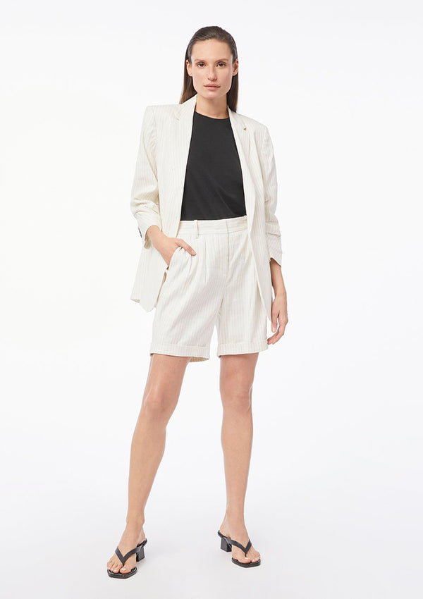 Frame Pleated Boyfriend Blazer