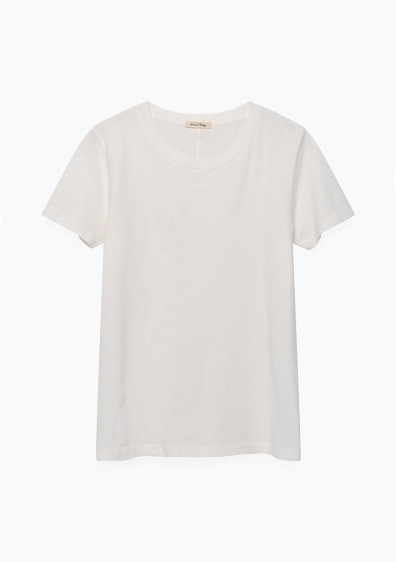 American Vintage Round Collar SS Fitted Tee-Shirt White