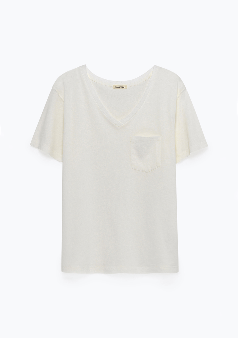 American Vintage V Collar SS Tee-Shirt White