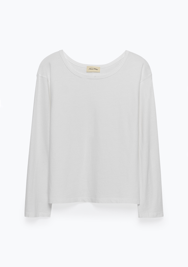 American Vintage Round Collar 7/8 Sleeve Straight Tee-Shirt White