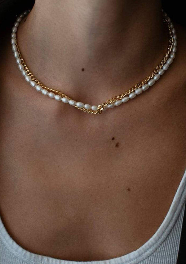 F+H Janet Pearl + Chain Choker