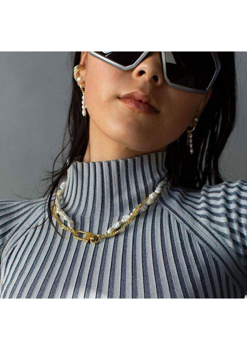 F+H Janet Pearl + Chain Statement Necklace