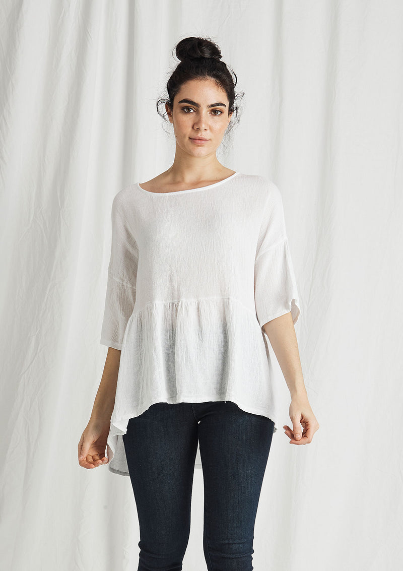 Khlassik Linen Balmy Frill Front Top
