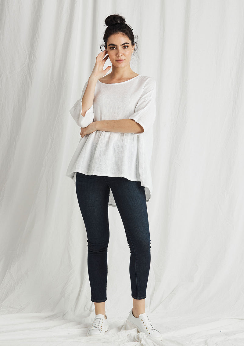 Khlassik Linen Balmy Frill Front Top