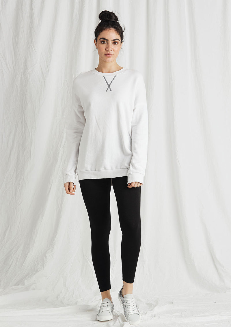 Khlassik Cross Stitched Crew Neck Sweater