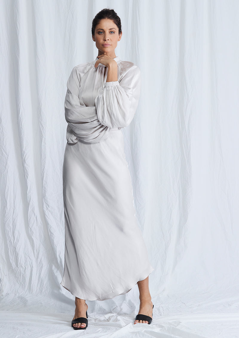 Luxe Deluxe Look Again Bias Cut Long Midi Skirt