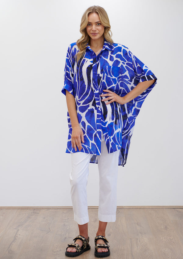 Mela Purdie Lagoon Print Silk Cabana Shirt