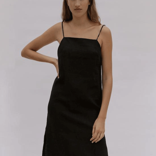 Matin Studio Square Neck Dress Black Khlassik