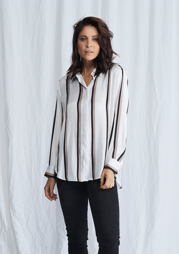 Mela Purdie Moulin Stripe Satin Soft Shirt