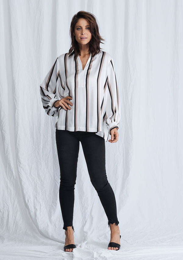 Mela Purdie Moulin Stripe Satin Spear Top