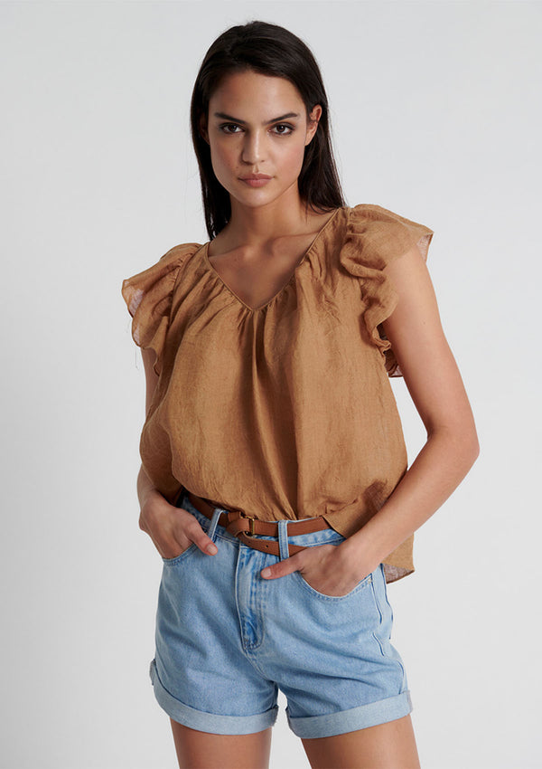 In The Sac Plisse Ruffle Top