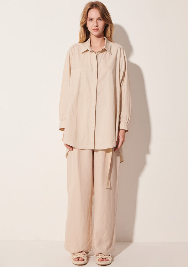 POL Clothing Lagoon Draped Back Shirt