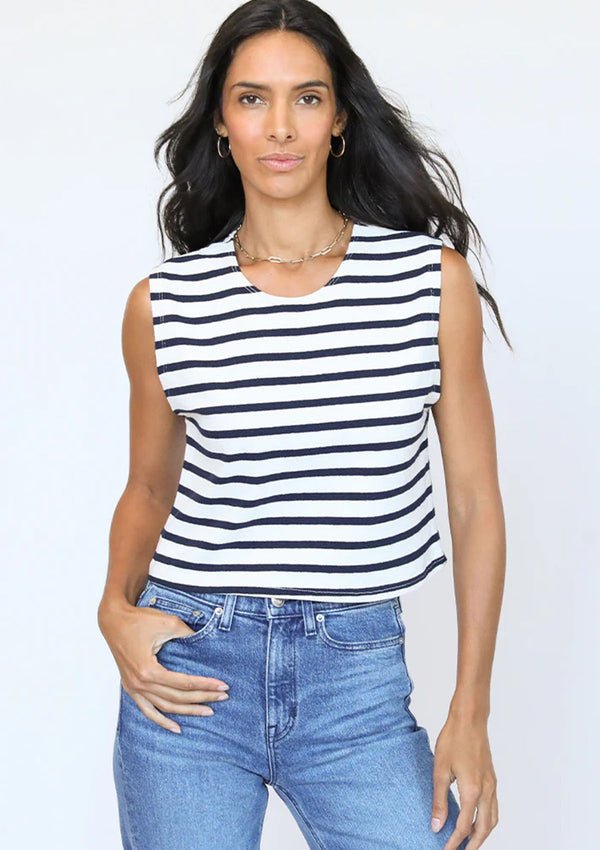 Perfect White Tee Kasey Stripe Muscle Tee
