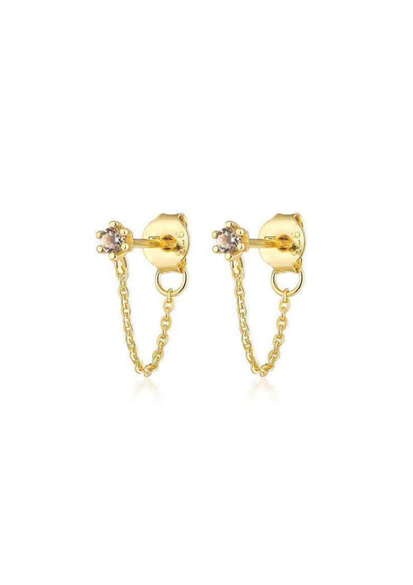 F+H Plant Gemstone Chain Stud