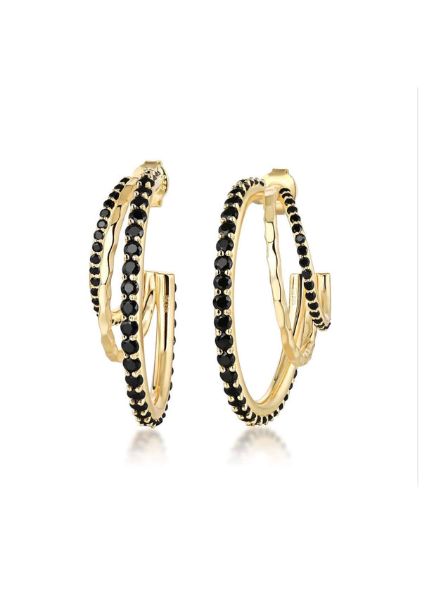 F+H Gold Triple Max Gemstone Hoops