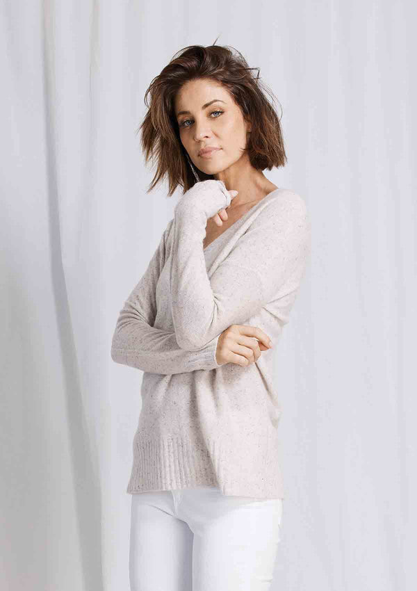 W&W Wide Hem V Neck Sweater