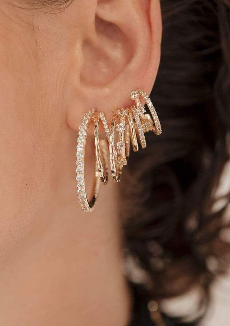 F+H Gold Triple Max Gemstone Hoops