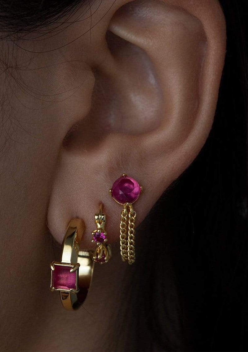 F+H Eva Studs - Pink Corundum